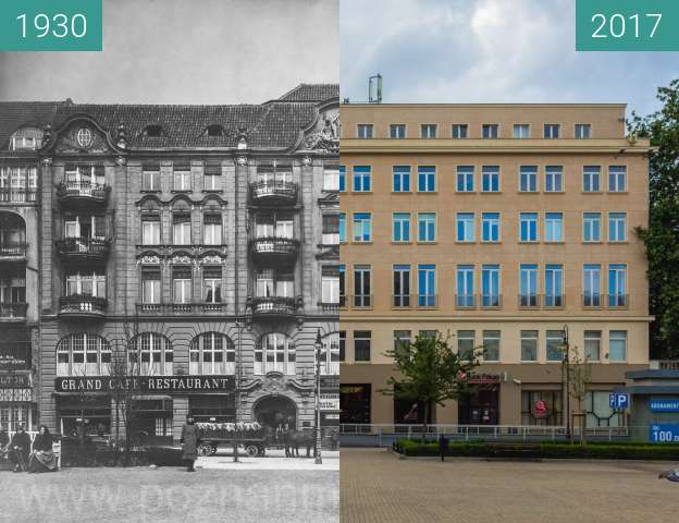 Before-and-after picture of Plac Wolności between 1930 and 2017-Jul-08