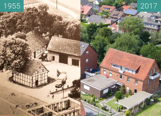 Before-and-after picture of Dodt´s Mühle in Bad Laer between 1955 and 2017-Aug-02