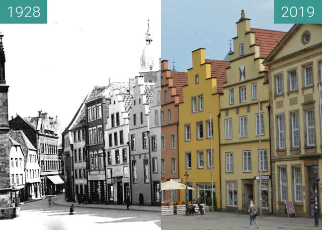 Image avant-après de Marktplatz mit Justus-Möser-Denkmal entre 1928 et 19/06/2019