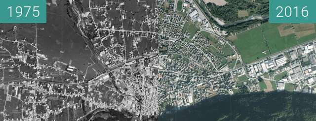 Before-and-after picture of Morbegno between 1975 and 2016