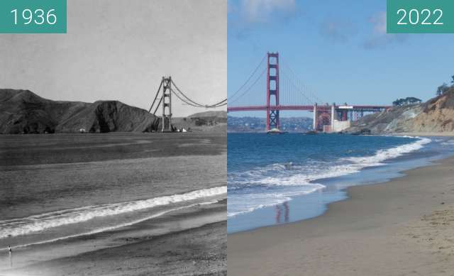 Image avant-après de Golden Gate Bridge entre 1936 et 08.2022