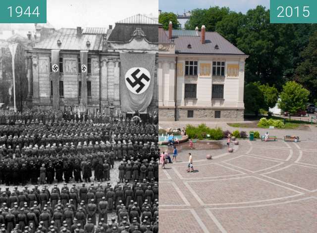Before-and-after picture of Nazi Army in Kraków between 1944 and 2015