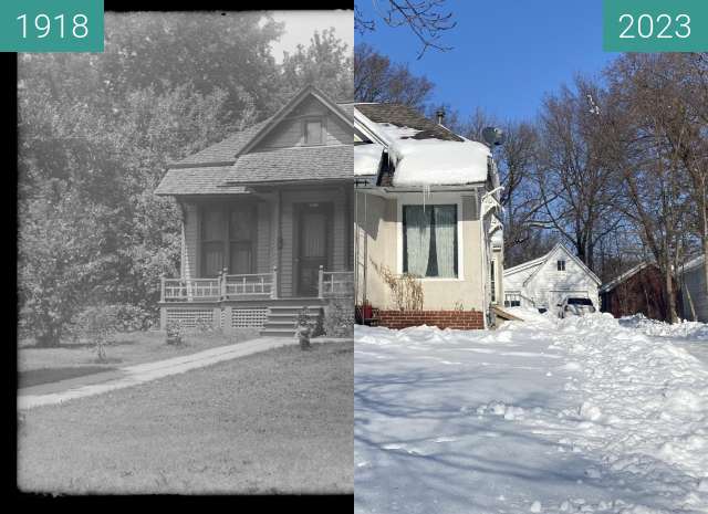 Before-and-after picture of Dr. Egge's House - 1918 to 2023 between 1918-Jul-12 and 2023-Jan-15