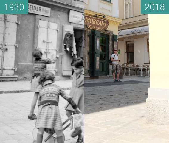 Before-and-after picture of Judengasse 11 between 1930 and 2018-Apr-30
