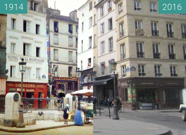 Vorher-Nachher-Bild von Rue de la Montagne-Sainte-Geneviève zwischen 1914 und 21.04.2016