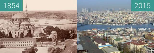 Before-and-after picture of Haliç between 1854 and 2015