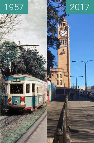 Before-and-after picture of Central Station, Sydney between 1957 and 2017