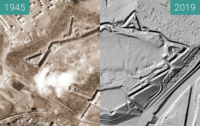 Vorher-Nachher-Bild von Poznań 1945 - Fort Winiary/Cytadela (LIDAR) zwischen 1945 und 2019