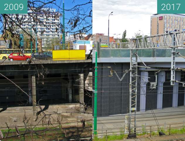 Before-and-after picture of Kaponiera Poznań. between 2009 and 2017