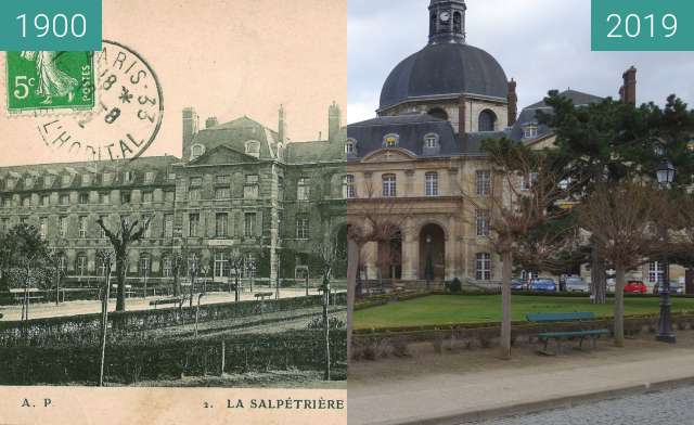 Image avant-après de Hôpital de la Salpêtrière entre 1900 et 11/02/2019
