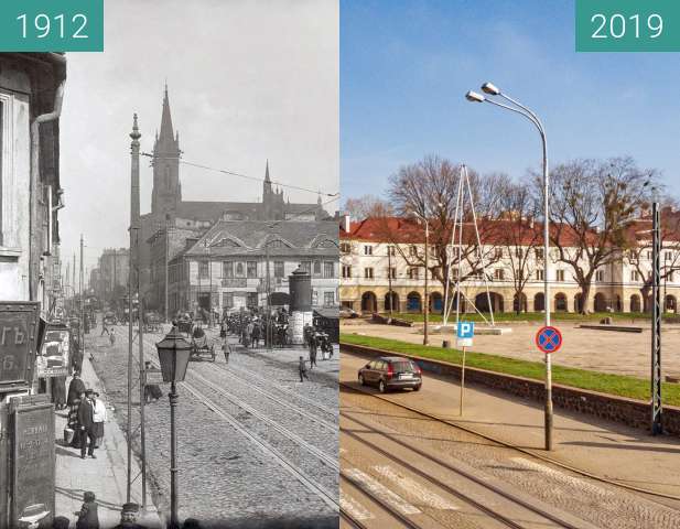 Vorher-Nachher-Bild von Stary Rynek, Lodz zwischen 1912 und 23.03.2019