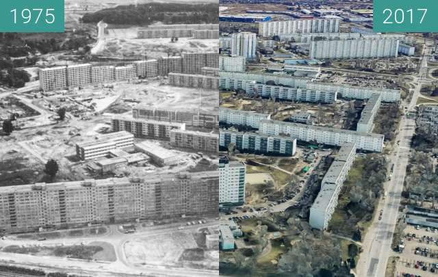 Before-and-after picture of Osiedle Lecha between 1975 and 2017