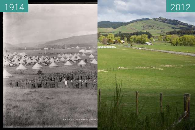 Image avant-après de Camp at Tapawera, APL, 26,1914 entre 26/04/1914 et 01/10/2012