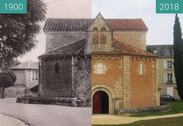 Before-and-after picture of St-Jean de Poitiers between 1900 and 2018-Jul-18