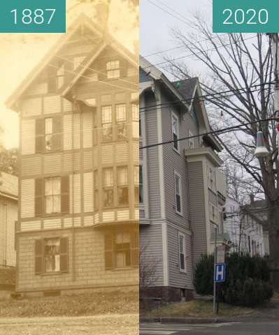 Vorher-Nachher-Bild von Francis Whitmore House Belfast, Maine zwischen 1887 und 2020