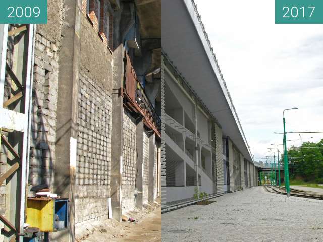 Before-and-after picture of Rondo Kaponiera Poznań. Stacja PST. Parking. between 2009 and 2017