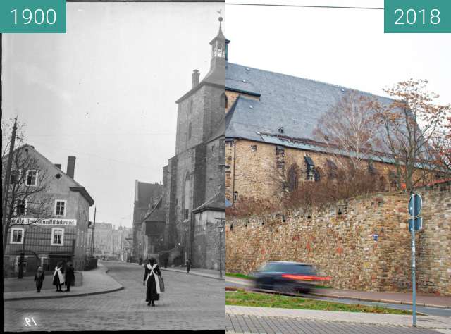 Image avant-après de Moritzkirche entre 1900 et 15/12/2018
