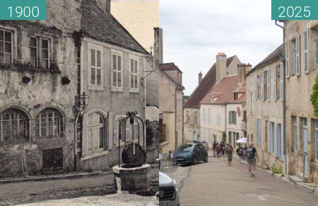 Before-and-after picture of Place Belle Croix between 1900 and 05/2025