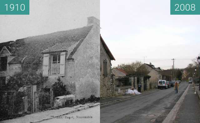Before-and-after picture of Rue du canal between 1910 and 2008-Jan-23