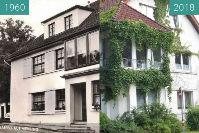 Before-and-after picture of Café Mehring between 1960 and 2018-Jul-04