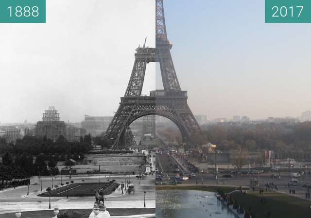 Image avant-après de Tour Eiffel entre 09.1888 et 26/01/2017
