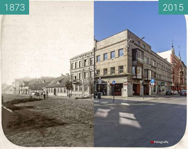 Before-and-after picture of Ludwig's House and Weavery between 1873 and 2015