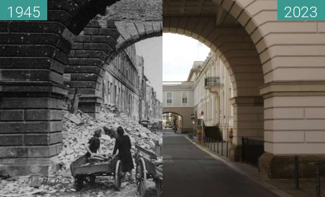 Vorher-Nachher-Bild von Oberwallstraße, Central Berlin 1945 zwischen 1945 und 2023