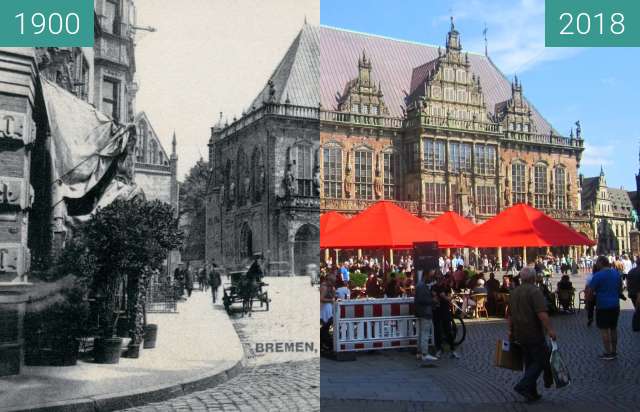 Image avant-après de Bremen Town Hall entre 1900 et 18/08/2018