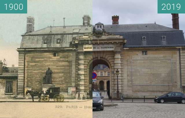 Image avant-après de Hôpital de la Salpêtrière entre 1900 et 11/02/2019