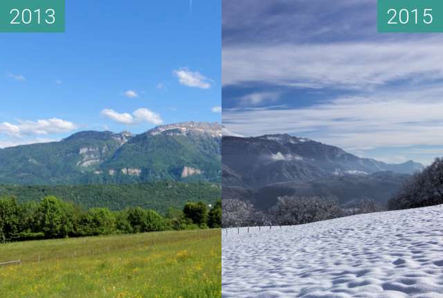 Before-and-after picture of La Grande Sure - été vs hiver between 12/2013 and 06/2015
