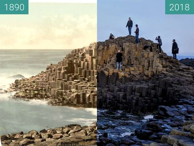 Image avant-après de The Honeycomb of Giant's Causeway entre 1890 et 11/03/2018