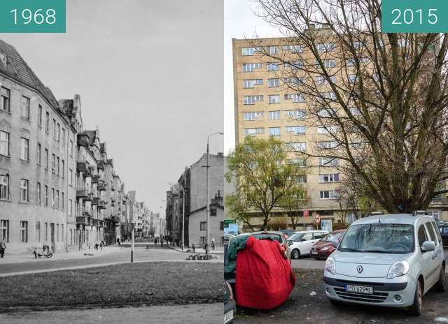 Vorher-Nachher-Bild von Ulica Poznańska zwischen 1968 und 2015