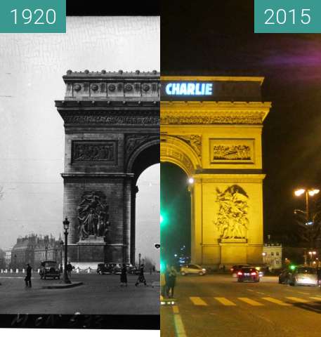 Image avant-après de Arc de Triomphe entre 1920 et 10/01/2015