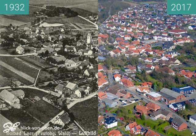 Before-and-after picture of Bad Laer between 1932 and 03/2017