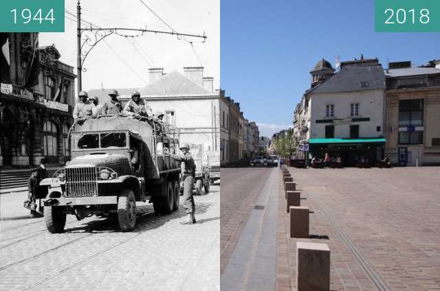 Before-and-after picture of Cherbourg 1944 - Normandy between 1944-Jul-17 and 2018-May-04