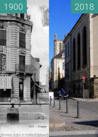 Before-and-after picture of TROYES - Rue de la cité between 1900 and 2018-Feb-25
