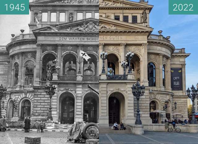 Vorher-Nachher-Bild von Frankfurt Oper zwischen 03.1945 und 10.2022