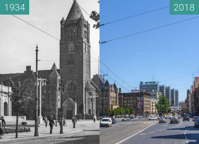 Vorher-Nachher-Bild von Ulica Św. Marcin, Zamek Cesarski zwischen 1934 und 2018