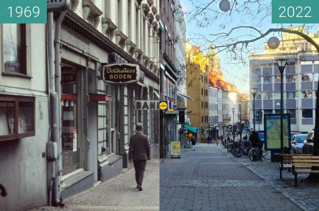 Before-and-after picture of Kungsgatan between 1969 and 2022-Jan-20