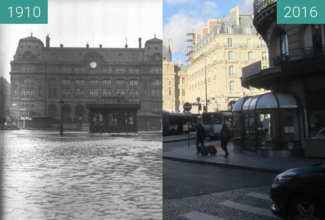 Image avant-après de Gare Saint-Lazare (Flood) entre 28/01/1910 et 15/01/2016