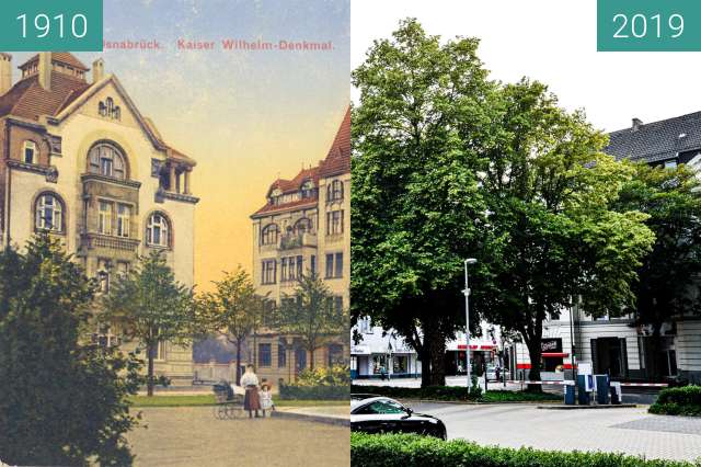 Vorher-Nachher-Bild von Kaiser-Wilhelm Denkmal zwischen 1910 und 22.06.2019