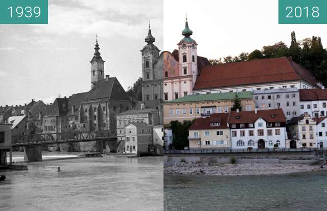 Before-and-after picture of Michaelkirche between 1939 and 2018-Aug-16