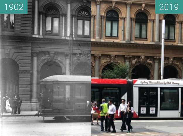 Vorher-Nachher-Bild von George Street at the GPO zwischen 1902 und 2019