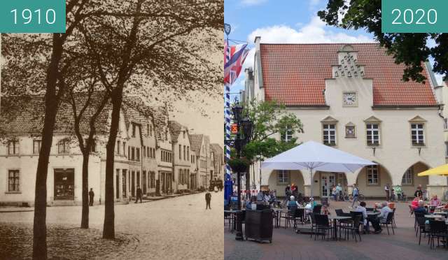Vorher-Nachher-Bild von Halterner Markt um 1910 zwischen 1910 und 05.2020