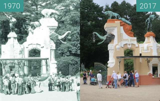Image avant-après de Historischer Eingang zum Tierpark Hagenbeck entre 1970 et 02/08/2017