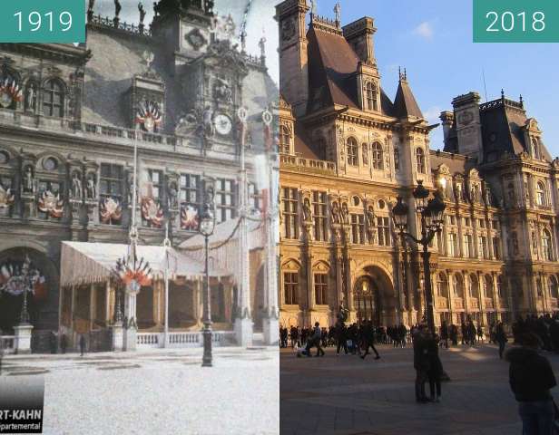 Image avant-après de Hôtel de Ville entre 21/10/1919 et 17/02/2018