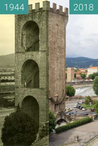Image avant-après de Florence, Italy 1944/2018, Tower of San Nicolo entre 07.1944 et 17/05/2018