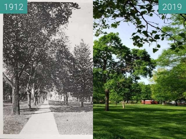 Before-and-after picture of City Park / South Park between 1912 and 2019-May-02