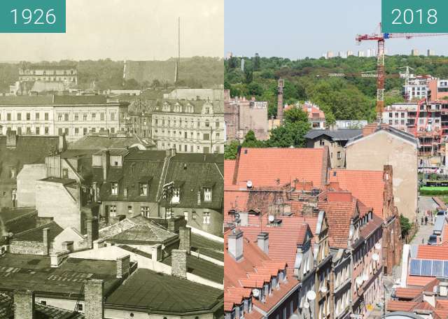 Before-and-after picture of Widok z wieży ratuszowej between 1926 and 2018
