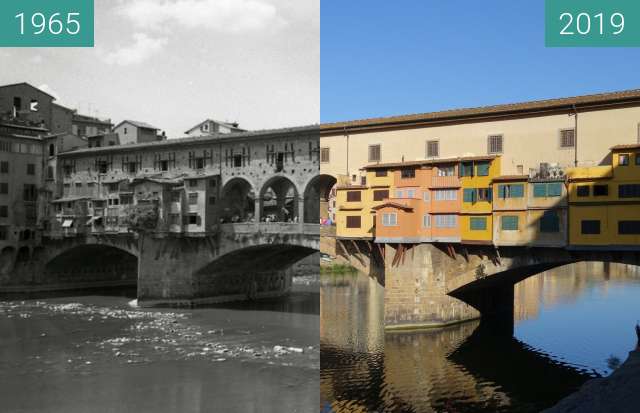Vorher-Nachher-Bild von Ponte Vecchio zwischen 1965 und 23.06.2019